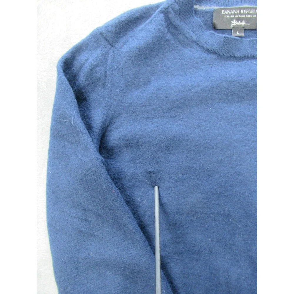 Banana Republic Sweater Men’s Large 100% Merino Wool Crew Neck Navy Blue